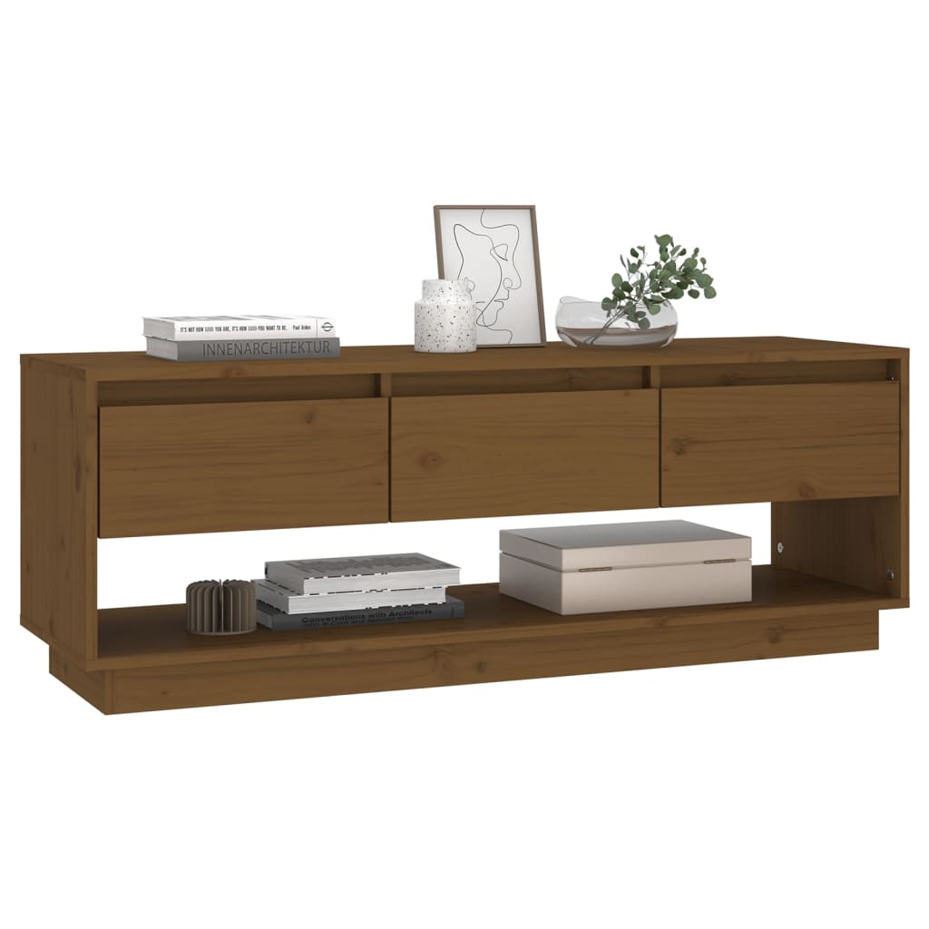 vidaXL Szafka pod TV, miodowy brąz 110,5x34x40 cm, lite drewno sosnowe