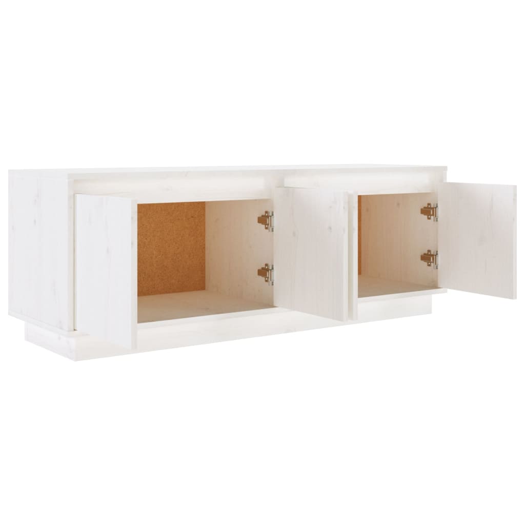 vidaXL Szafka pod telewizor, biała, 110x34x40 cm, lite drewno sosnowe