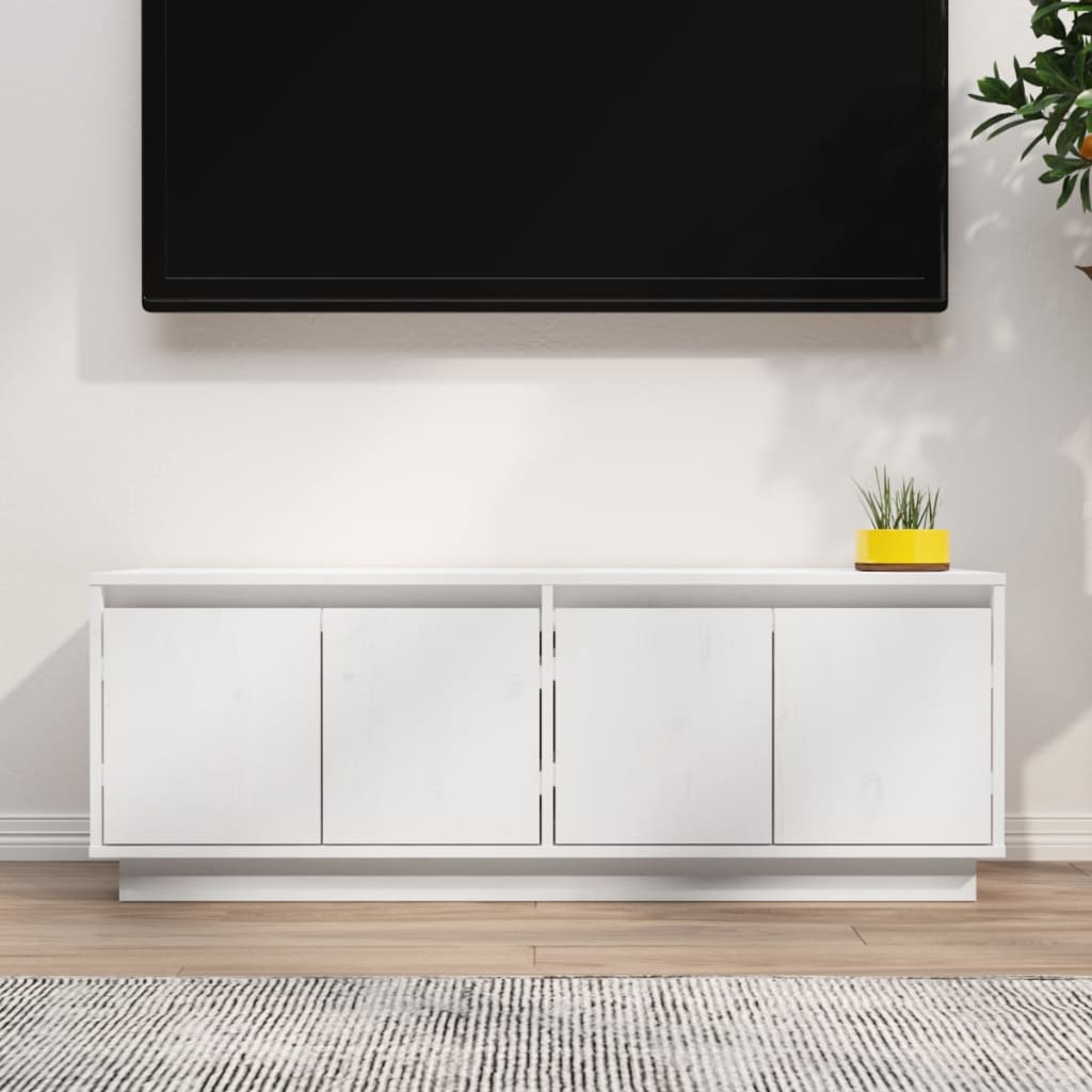 vidaXL Szafka pod telewizor, biała, 110x34x40 cm, lite drewno sosnowe