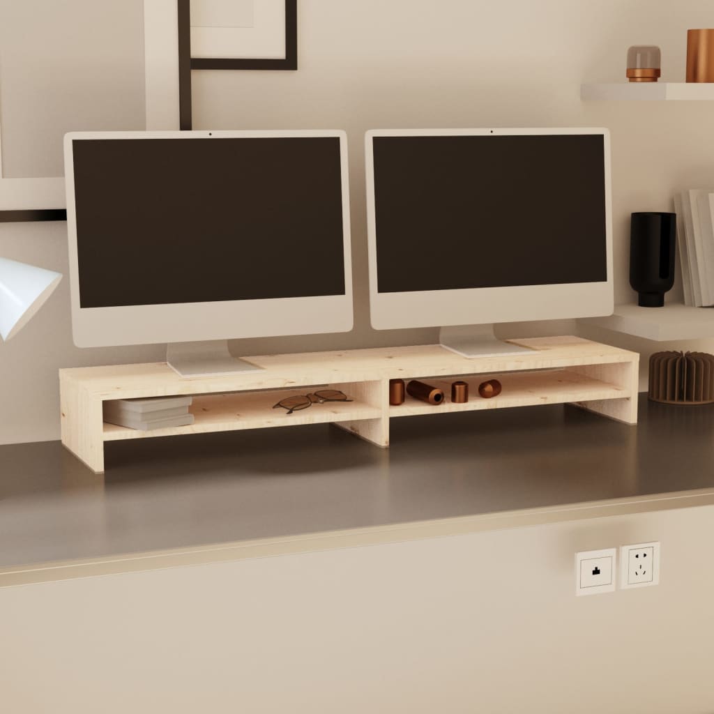 vidaXL Podstawka na monitor, 100x24x13 cm, lite drewno sosnowe
