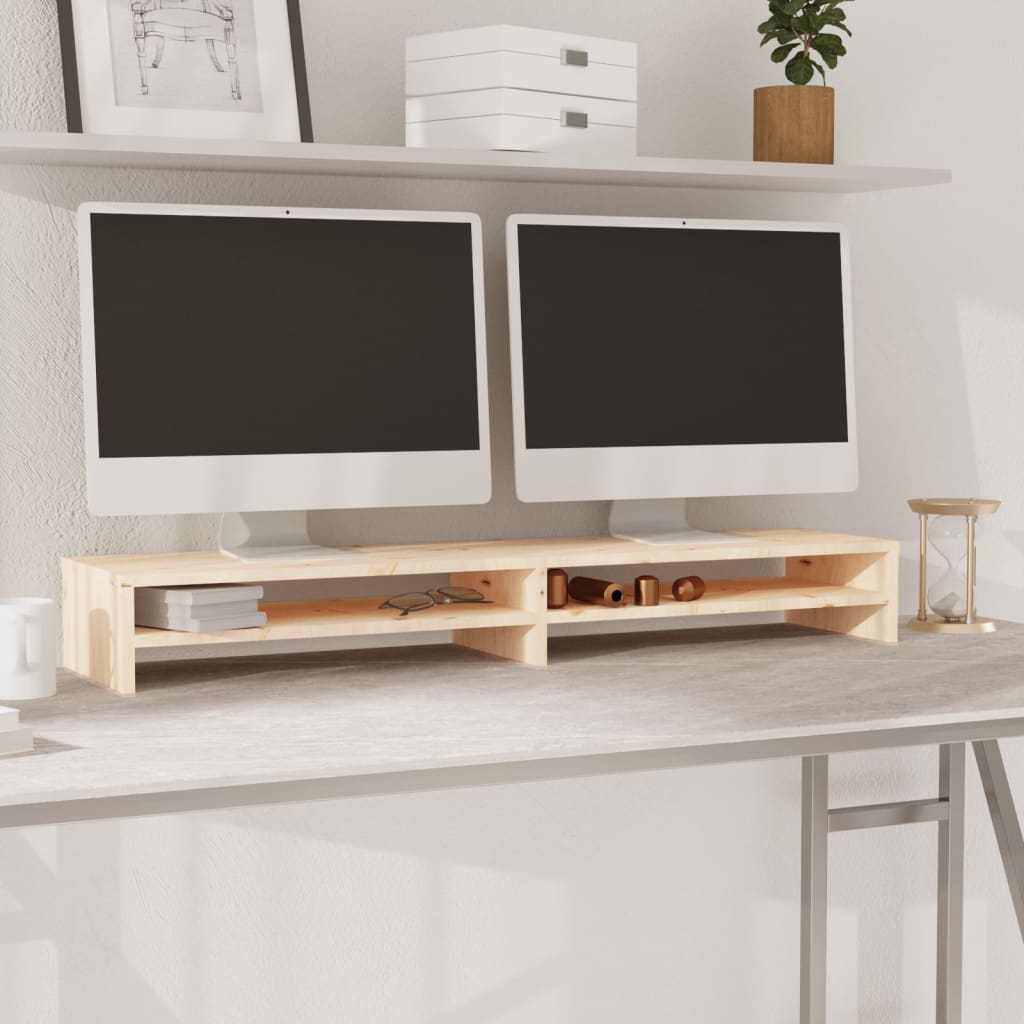 vidaXL Podstawka na monitor, 100x24x13 cm, lite drewno sosnowe