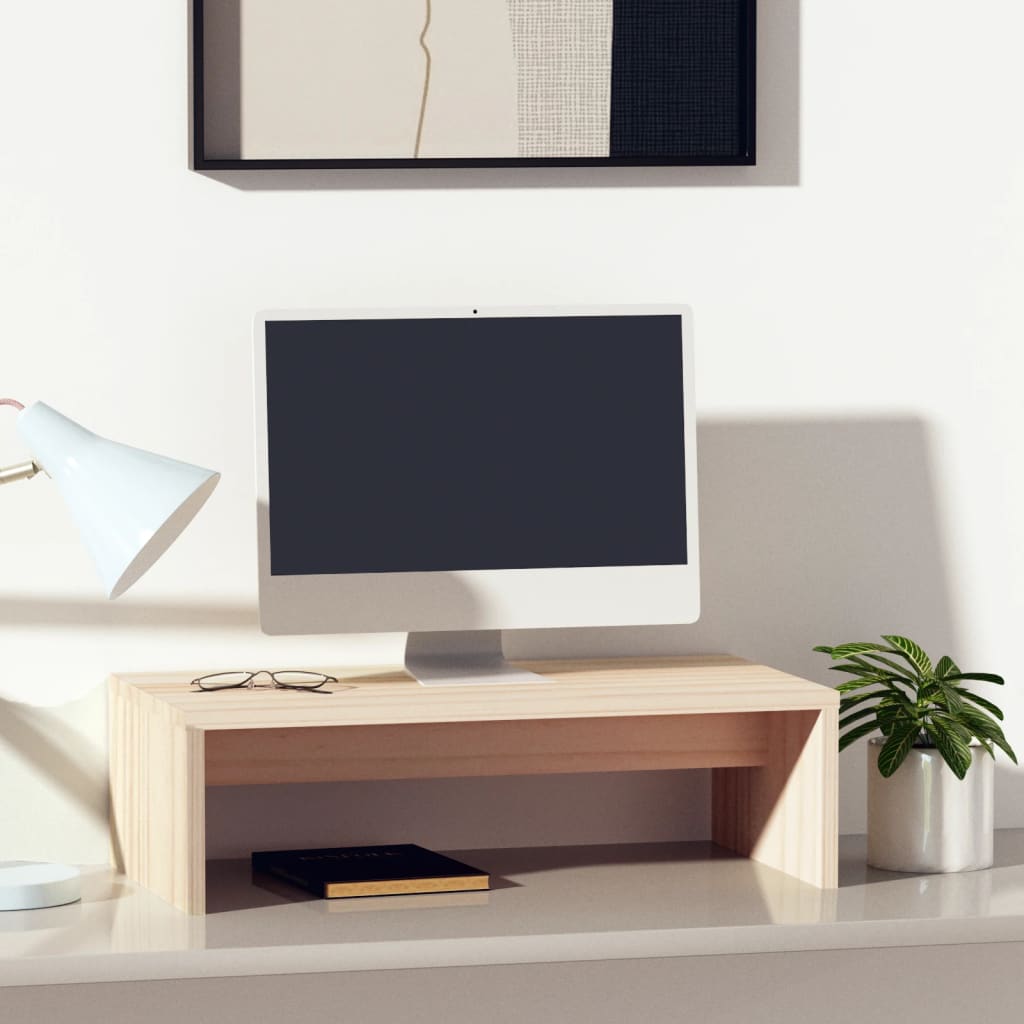 vidaXL Podstawka na monitor, 50x27x15 cm, lite drewno sosnowe