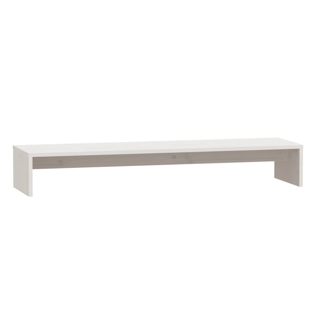 vidaXL Podstawka na monitor, biała, 100x27x15 cm, lite drewno sosnowe