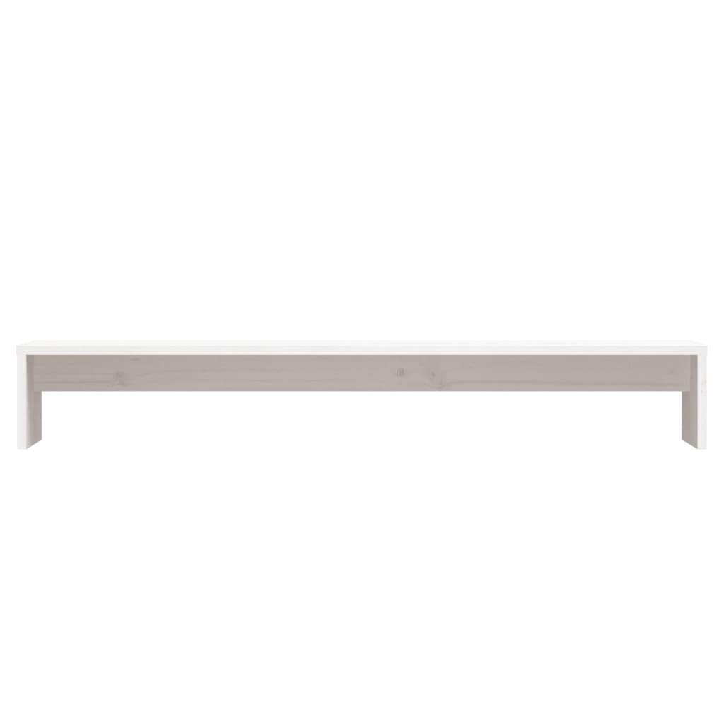 vidaXL Podstawka na monitor, biała, 100x27x15 cm, lite drewno sosnowe