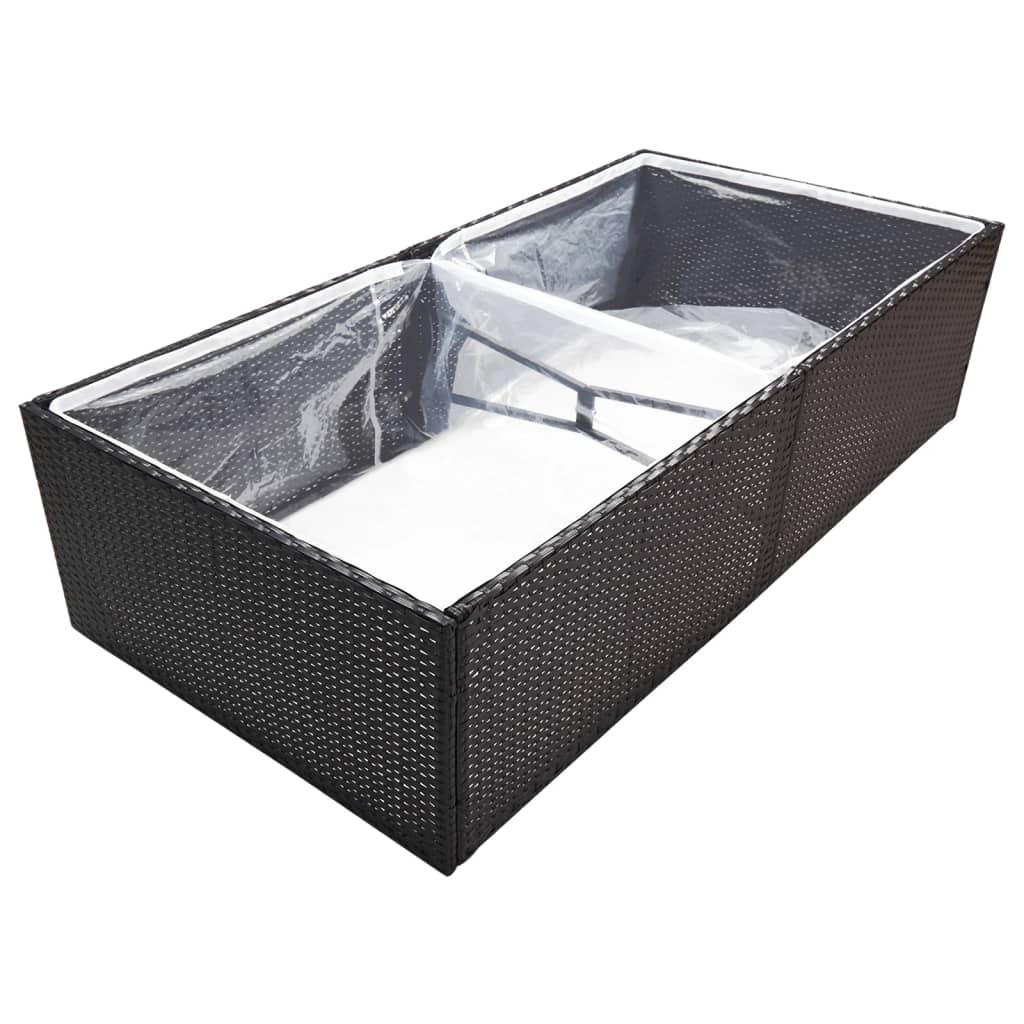 vidaXL Donica ogrodowa, czarna, 157x80x40 cm, rattan PE