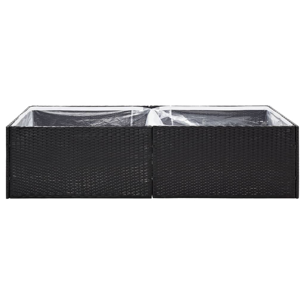 vidaXL Donica ogrodowa, czarna, 157x80x40 cm, rattan PE