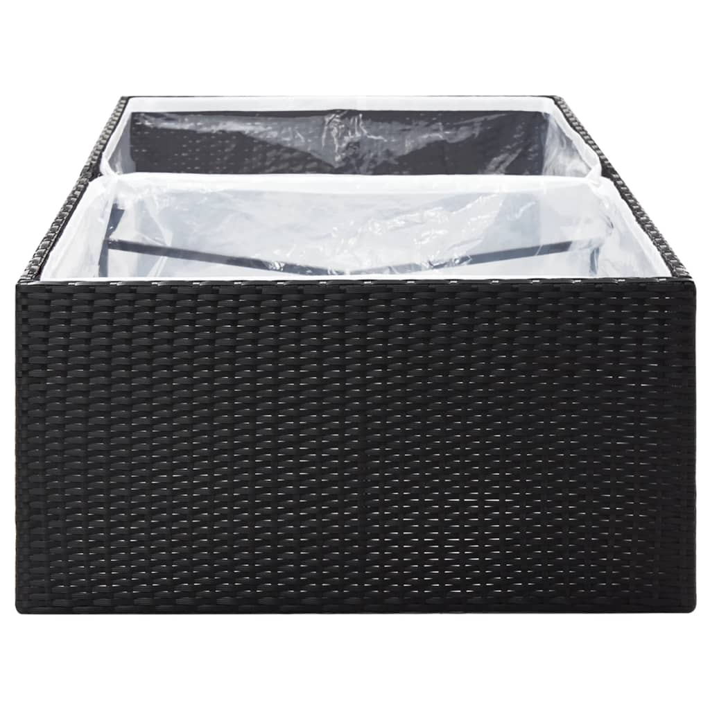 vidaXL Donica ogrodowa, czarna, 157x80x40 cm, rattan PE