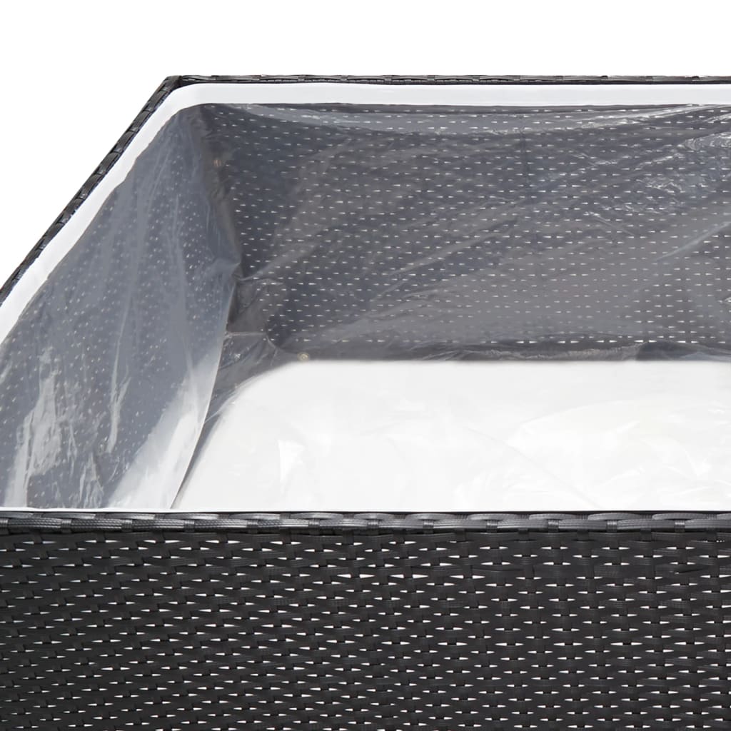 vidaXL Donica ogrodowa, czarna, 157x80x40 cm, rattan PE