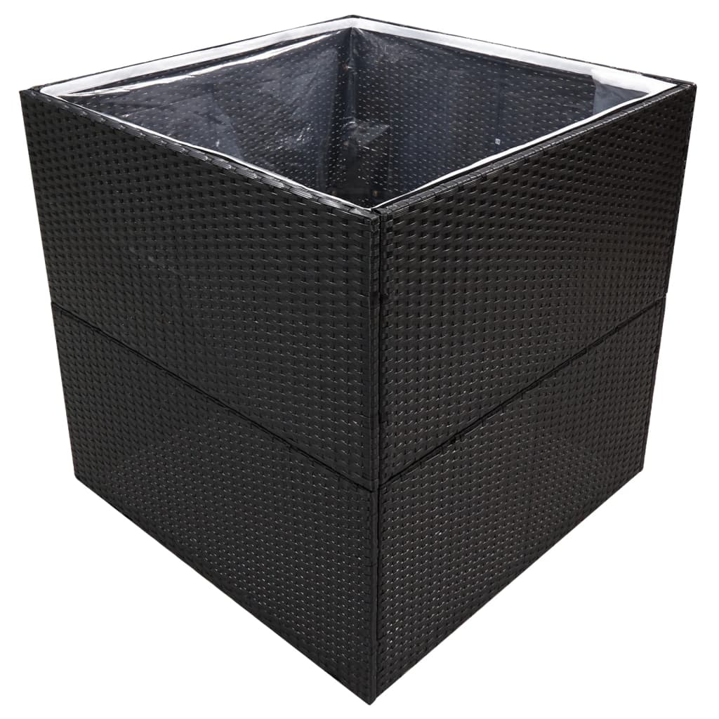 vidaXL Donica ogrodowa, czarna, 80x80x80 cm, rattan PE