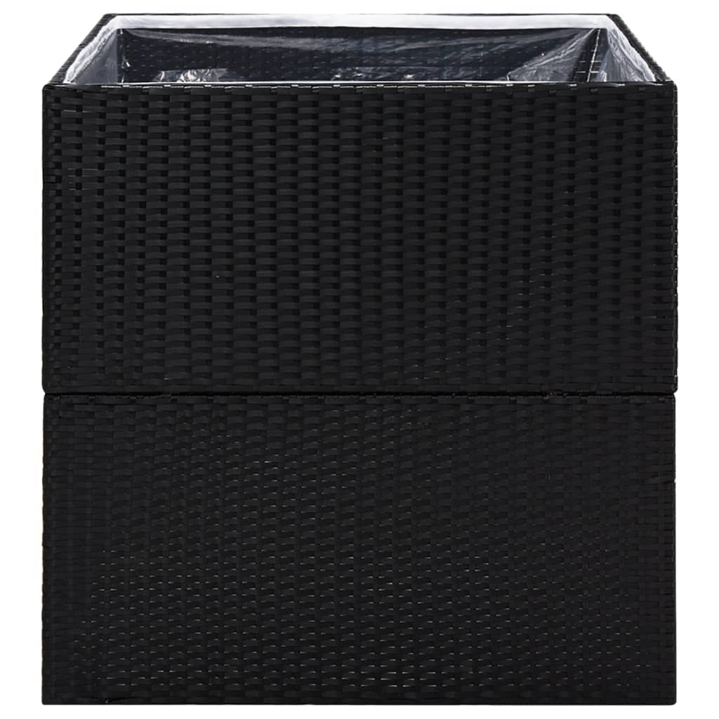 vidaXL Donica ogrodowa, czarna, 80x80x80 cm, rattan PE