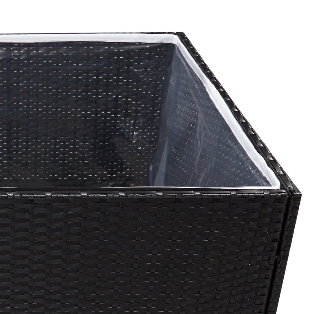 vidaXL Donica ogrodowa, czarna, 80x80x80 cm, rattan PE