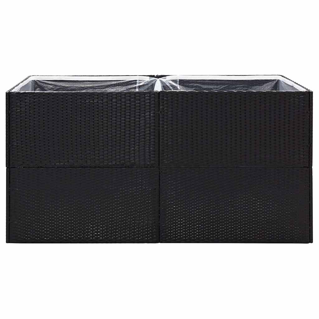 vidaXL Donica ogrodowa, czarna, 157x80x80 cm, rattan PE