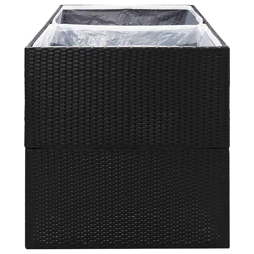 vidaXL Donica ogrodowa, czarna, 157x80x80 cm, rattan PE