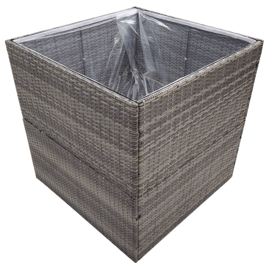 vidaXL Donica ogrodowa, szara, 80x80x80 cm, rattan PE