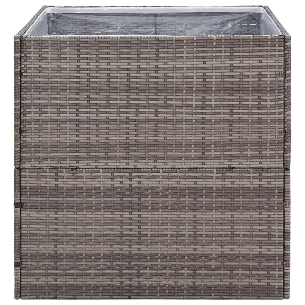 vidaXL Donica ogrodowa, szara, 80x80x80 cm, rattan PE