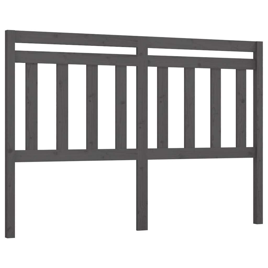 vidaXL Wezgłowie łóżka, szare, 146x4x100 cm, lite drewno sosnowe