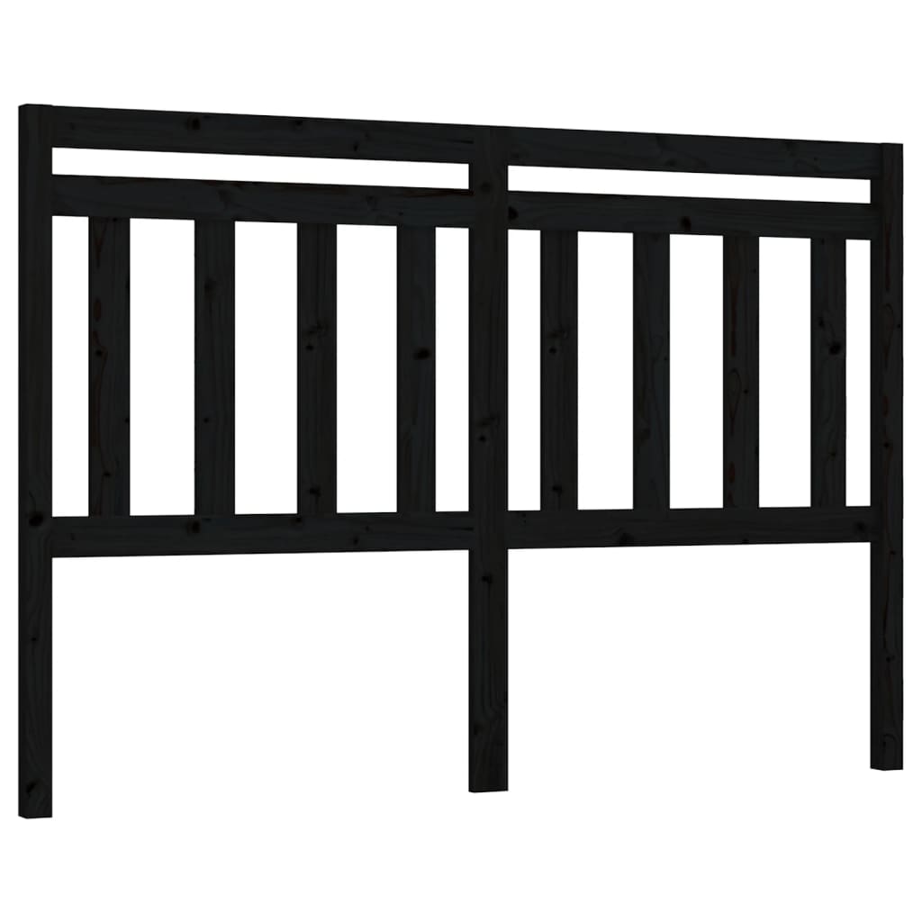 vidaXL Wezgłowie łóżka, czarne, 146x4x100 cm, lite drewno sosnowe