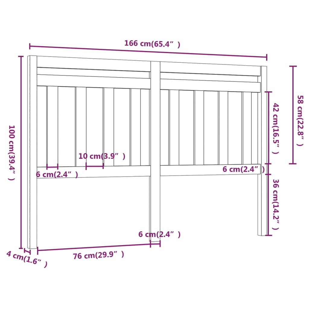vidaXL Wezgłowie łóżka, czarne, 166x4x100 cm, lite drewno sosnowe