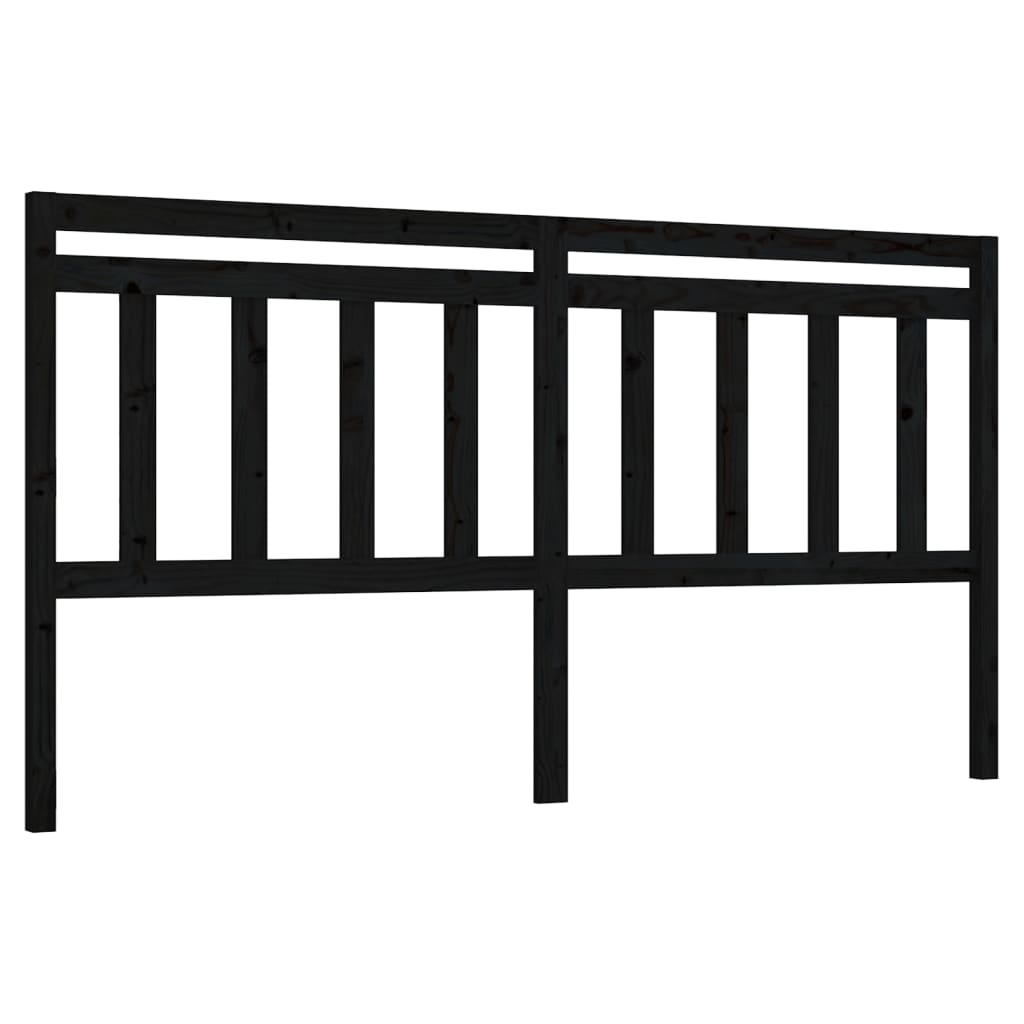 vidaXL Wezgłowie łóżka, czarne, 186x4x100 cm, lite drewno sosnowe