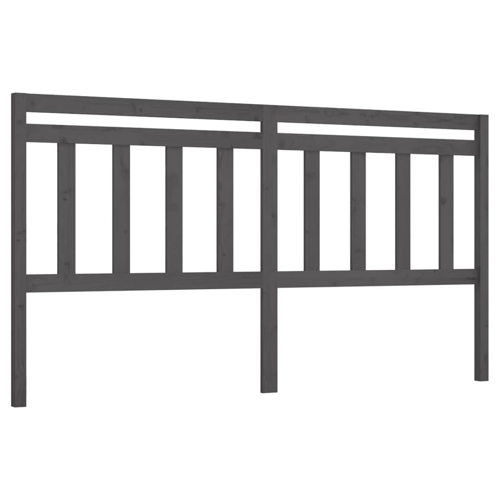vidaXL Wezgłowie łóżka, szare, 206x4x100 cm, lite drewno sosnowe