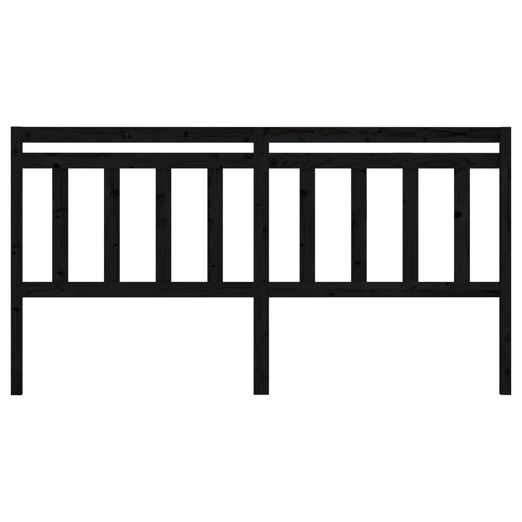 vidaXL Wezgłowie łóżka, czarne, 206x4x100 cm, lite drewno sosnowe