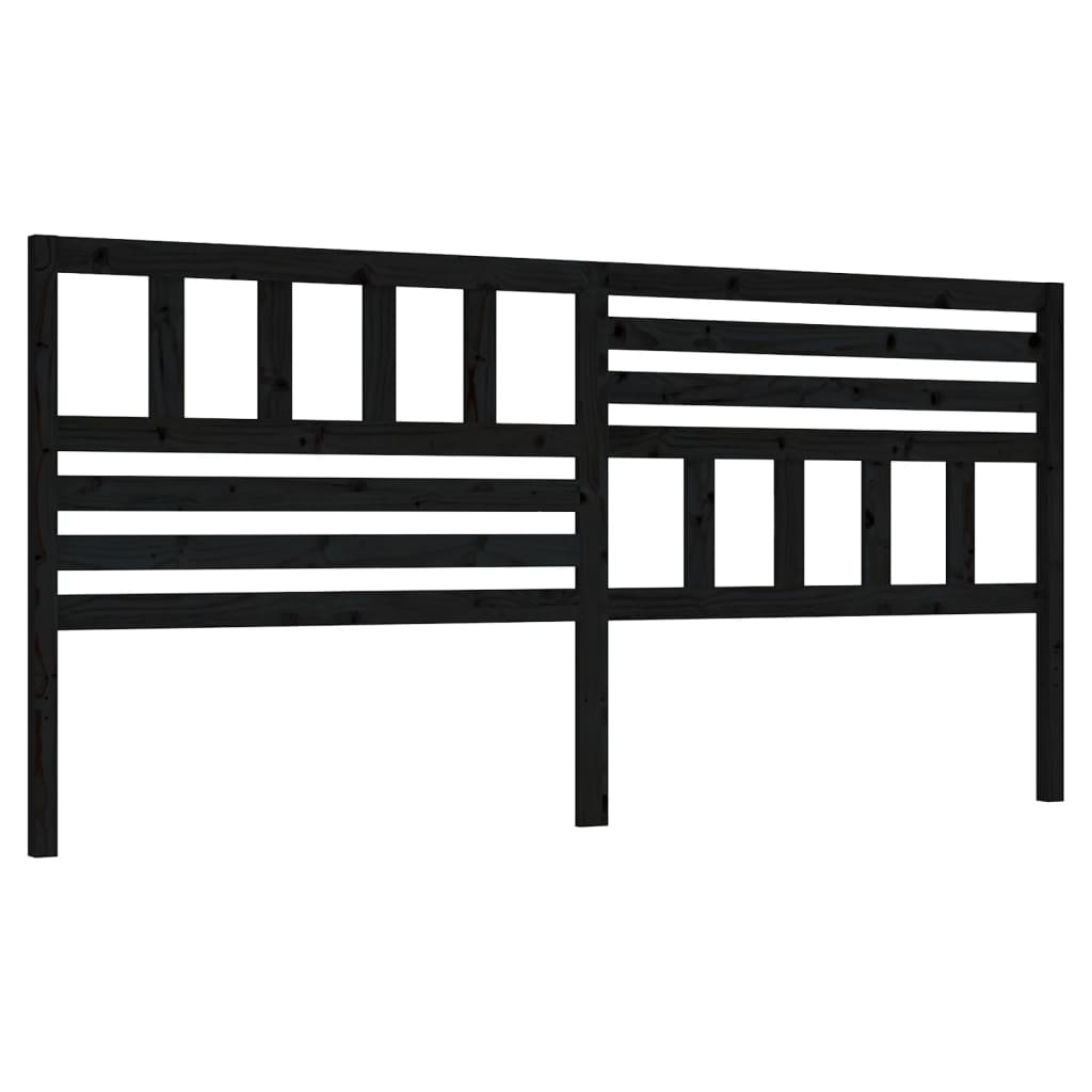 vidaXL Wezgłowie łóżka, czarne, 186x4x100 cm, lite drewno sosnowe