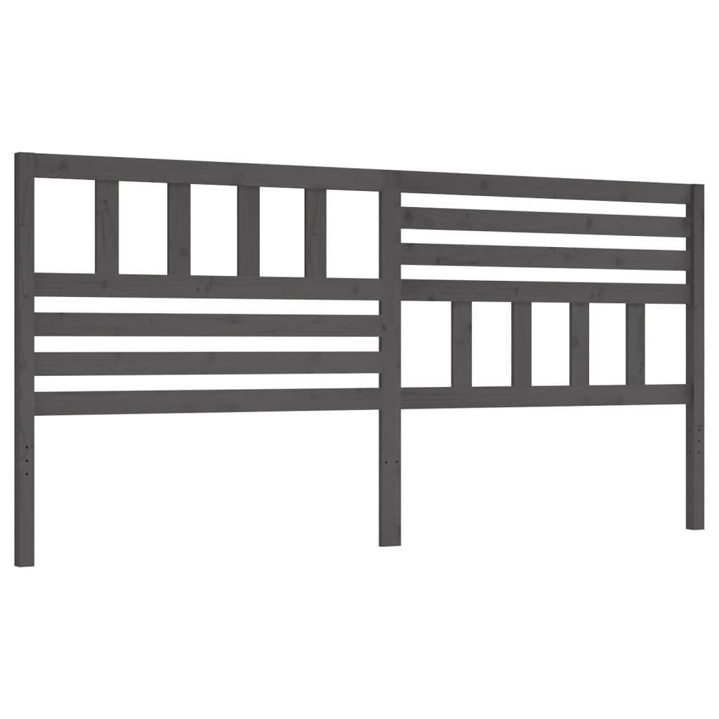 vidaXL Wezgłowie łóżka, szare, 206x4x100 cm, lite drewno sosnowe