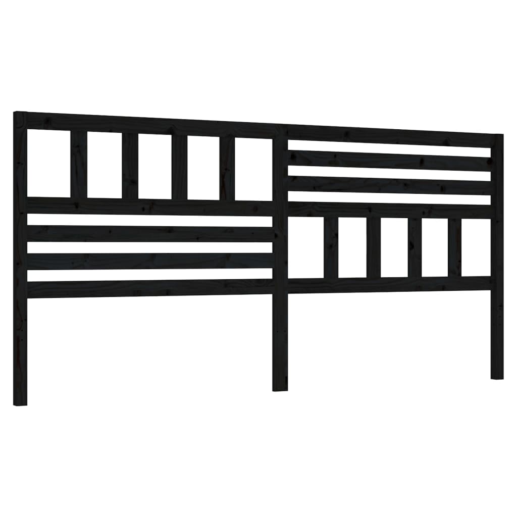 vidaXL Wezgłowie łóżka, czarne, 206x4x100 cm, lite drewno sosnowe