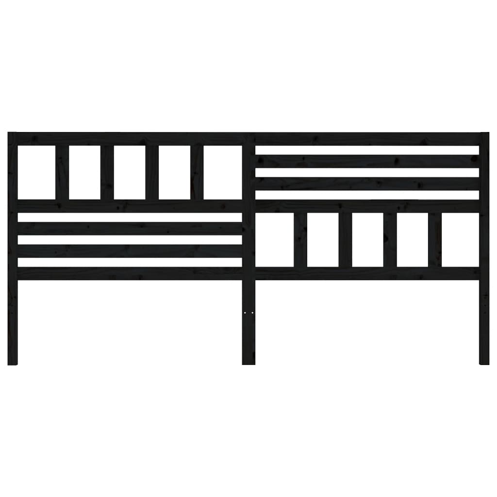 vidaXL Wezgłowie łóżka, czarne, 206x4x100 cm, lite drewno sosnowe