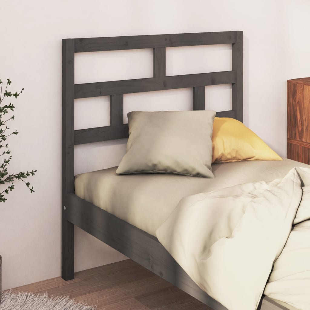 vidaXL Wezgłowie łóżka, szare, 96x4x100 cm, lite drewno sosnowe