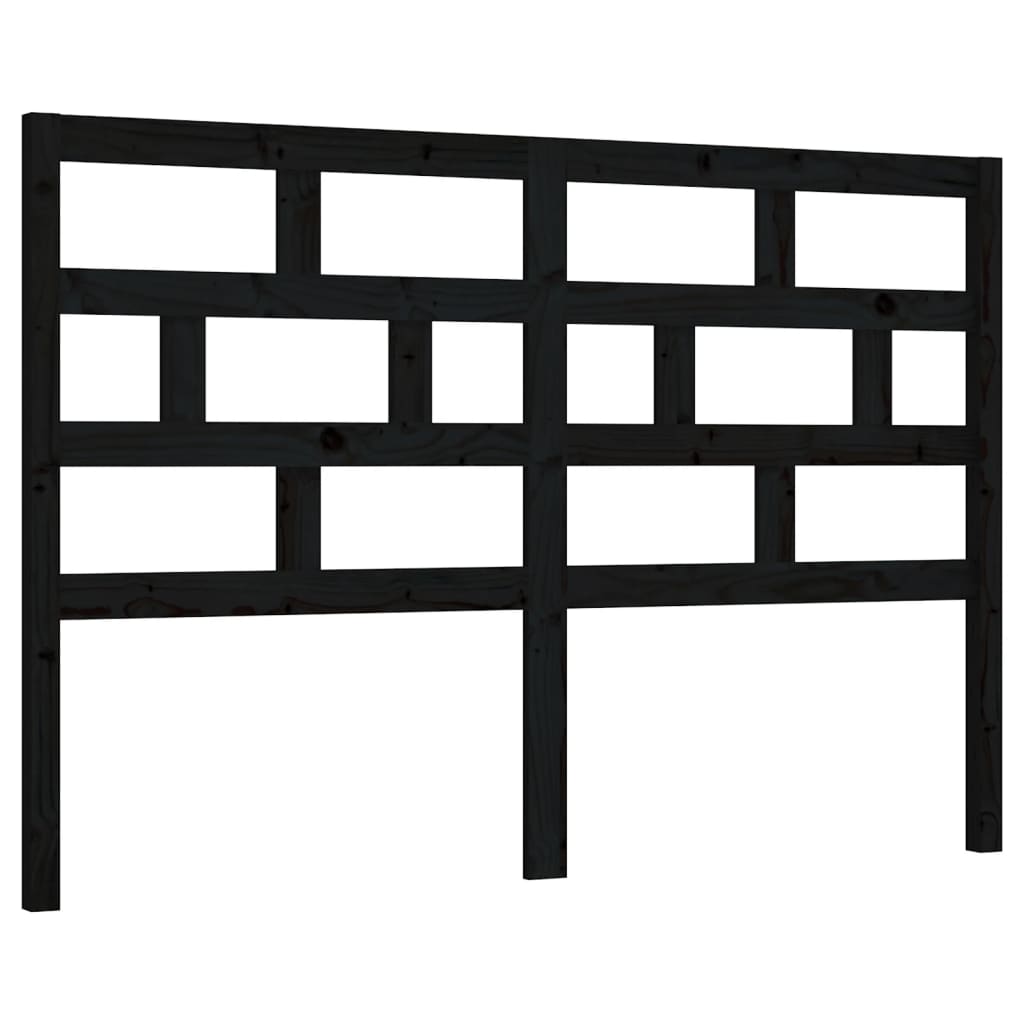 vidaXL Wezgłowie łóżka, czarne, 141x4x100 cm, lite drewno sosnowe