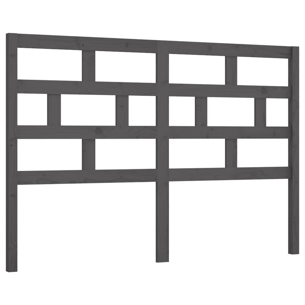 vidaXL Wezgłowie łóżka, szare, 146x4x100 cm, lite drewno sosnowe