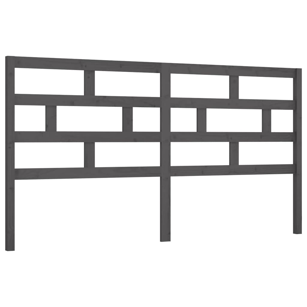 vidaXL Wezgłowie łóżka, szare, 186x4x100 cm, lite drewno sosnowe