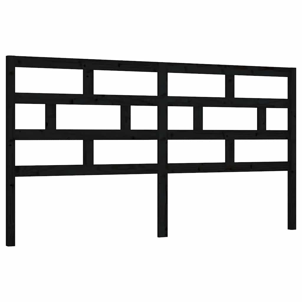 vidaXL Wezgłowie łóżka, czarne, 206x4x100 cm, lite drewno sosnowe