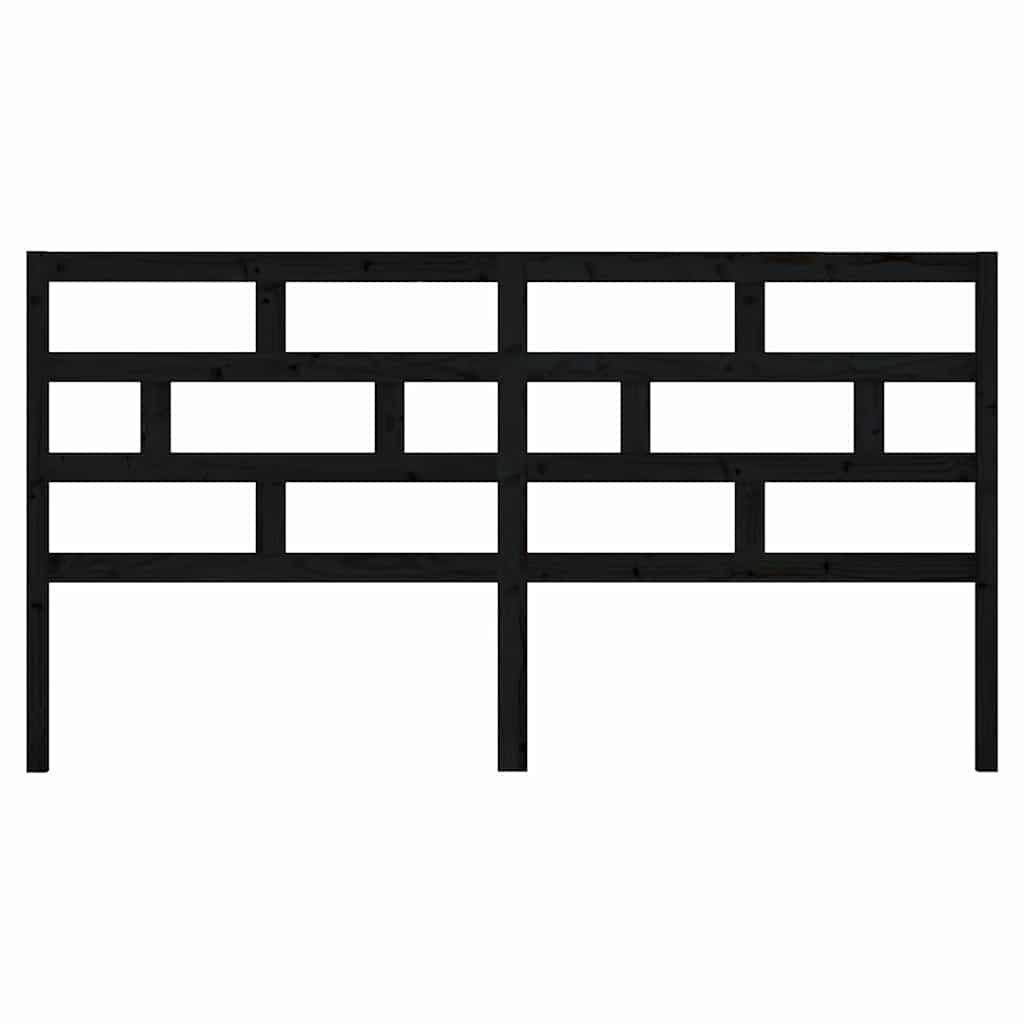 vidaXL Wezgłowie łóżka, czarne, 206x4x100 cm, lite drewno sosnowe