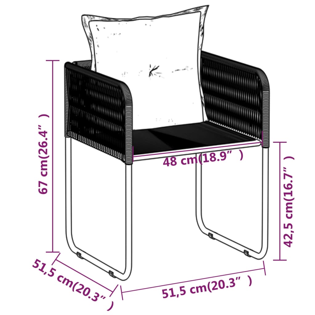 vidaXL 3-częściowy zestaw mebli ogrodowych, czarny
