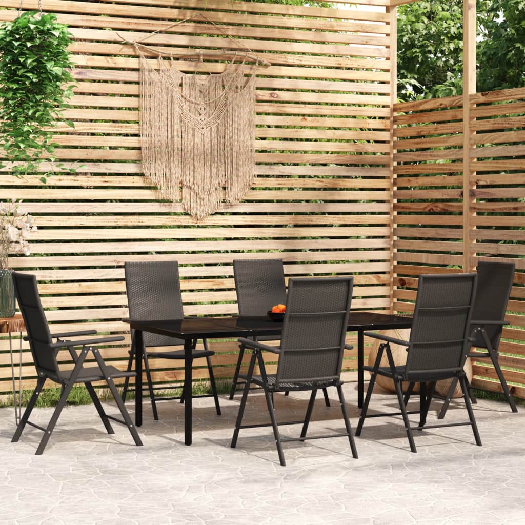 vidaXL 7-częściowy zestaw mebli ogrodowych, czarny