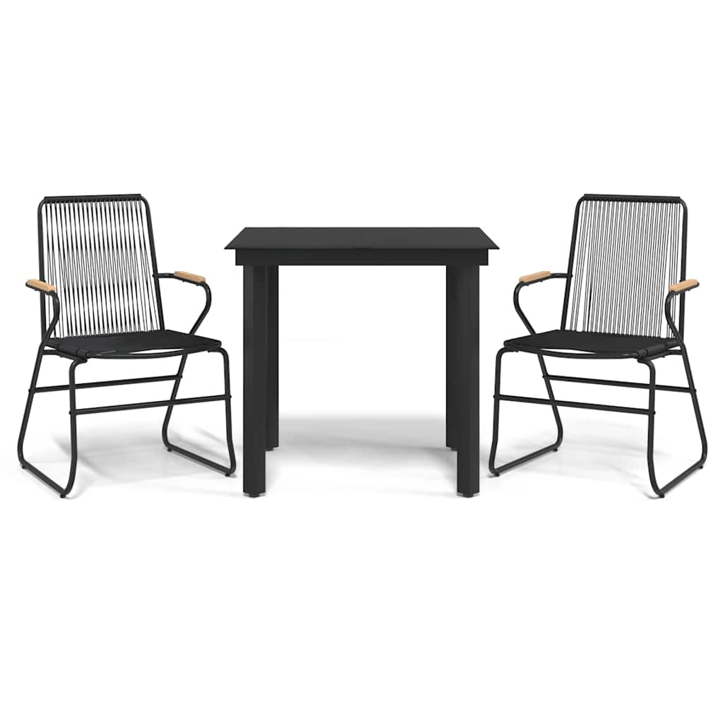 vidaXL 3-częściowy zestaw mebli ogrodowych, czarny, rattan PVC