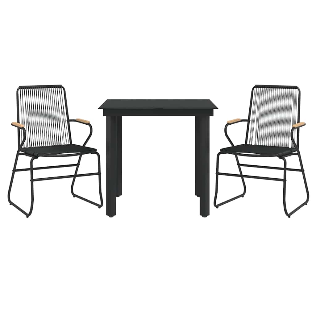 vidaXL 3-częściowy zestaw mebli ogrodowych, czarny, rattan PVC