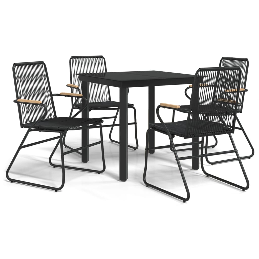 vidaXL 5-częściowy zestaw mebli ogrodowych, czarny, rattan PVC