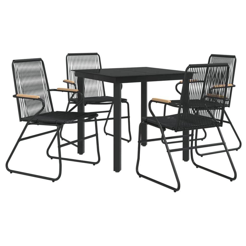 vidaXL 5-częściowy zestaw mebli ogrodowych, czarny, rattan PVC