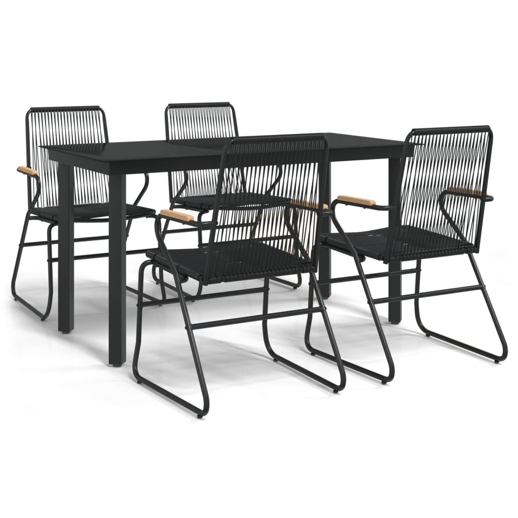 vidaXL 5-częściowy zestaw mebli ogrodowych, czarny, rattan PVC