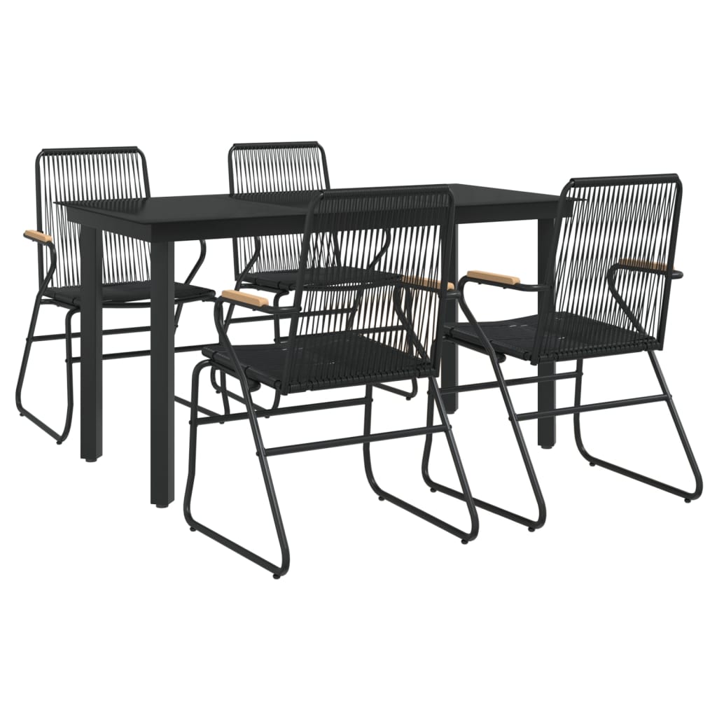 vidaXL 5-częściowy zestaw mebli ogrodowych, czarny, rattan PVC
