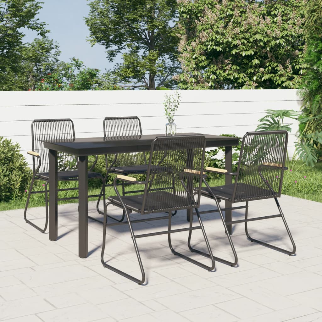vidaXL 5-częściowy zestaw mebli ogrodowych, czarny, rattan PVC