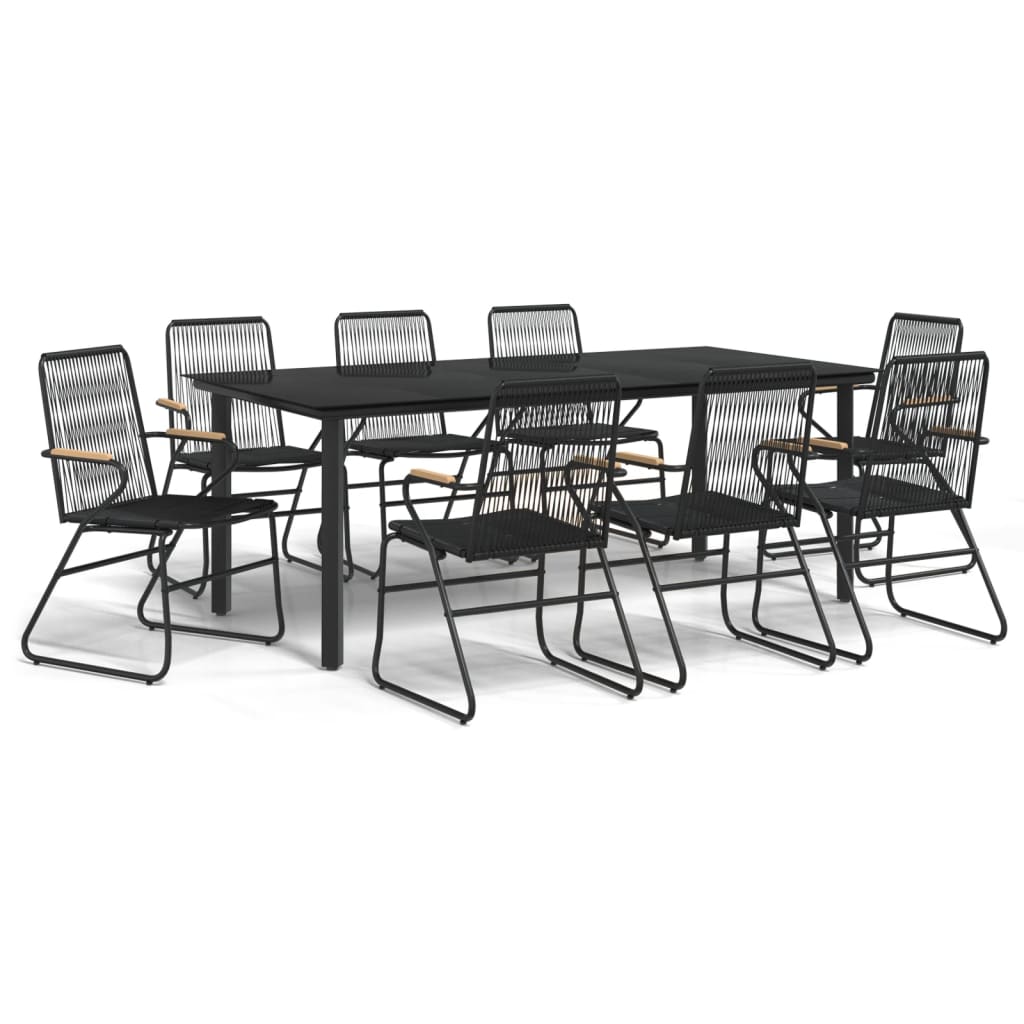 vidaXL 9-częściowy zestaw mebli ogrodowych, czarny, rattan PVC