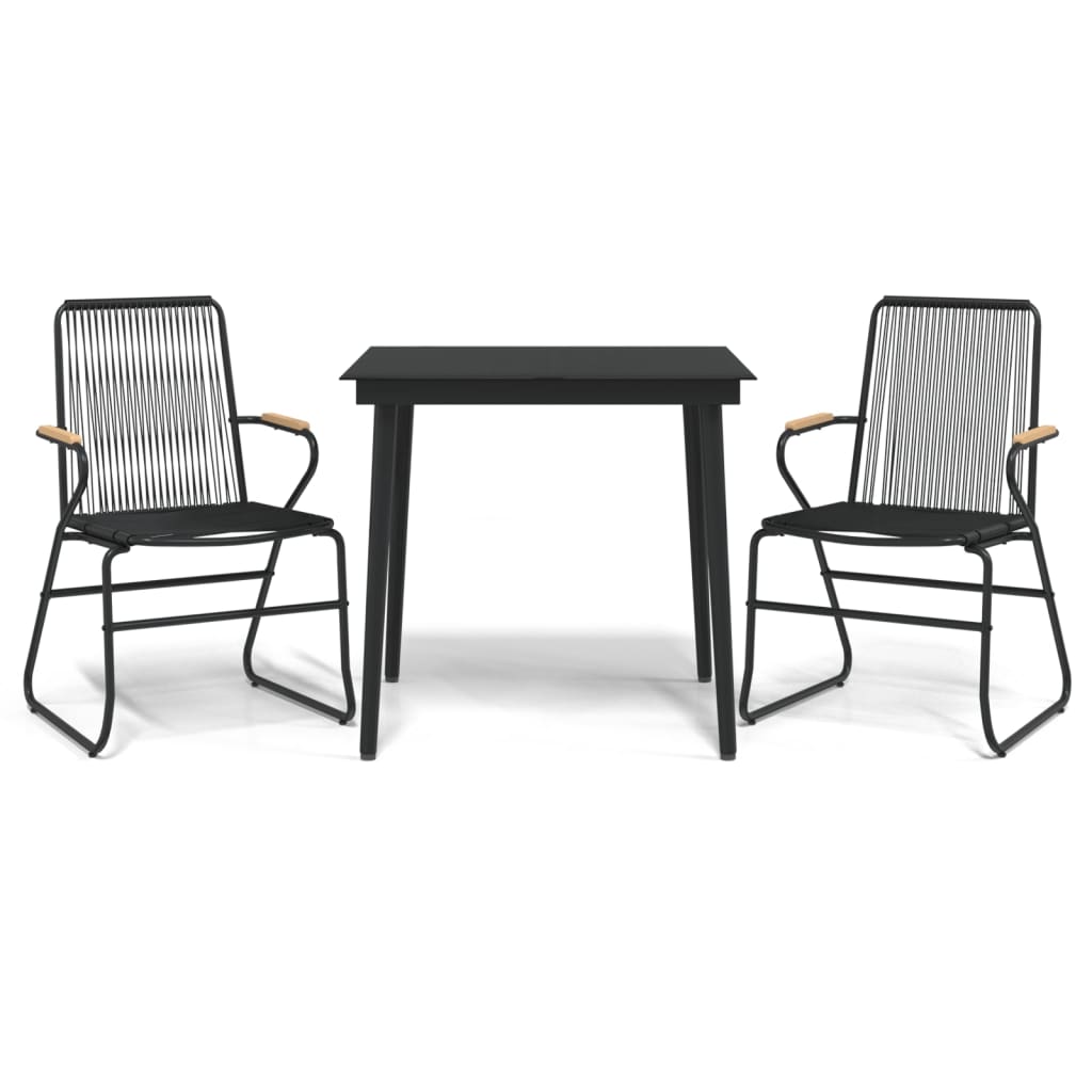 vidaXL 3-częściowy zestaw mebli ogrodowych, czarny, rattan PVC