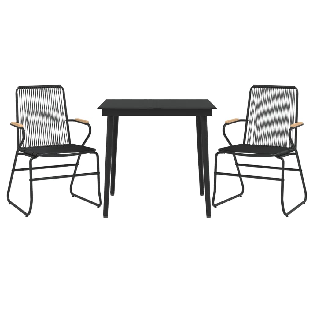 vidaXL 3-częściowy zestaw mebli ogrodowych, czarny, rattan PVC