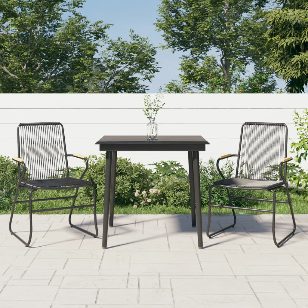 vidaXL 3-częściowy zestaw mebli ogrodowych, czarny, rattan PVC