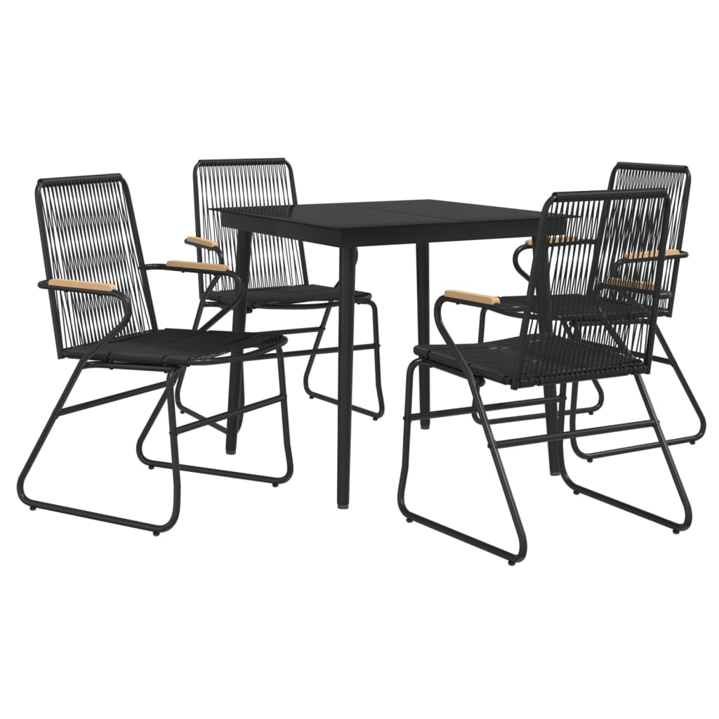 vidaXL 5-częściowy zestaw mebli ogrodowych, czarny, rattan PVC