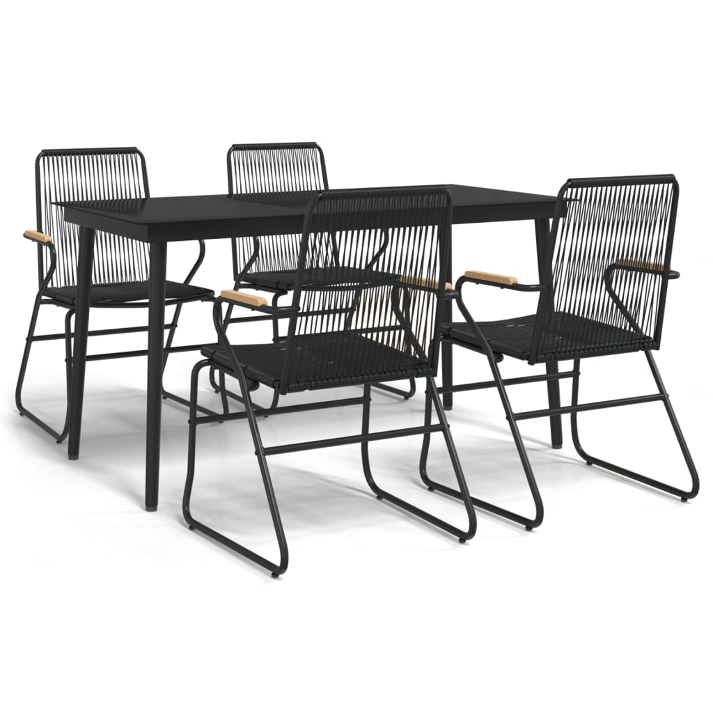 vidaXL 5-częściowy zestaw mebli ogrodowych, czarny, rattan PVC